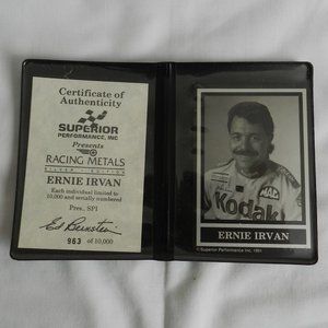 Nascar Superior Performance Racing Metal Card 1991 Silver Ed. Ernie Irvan  #963